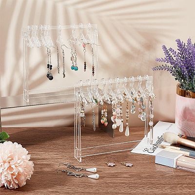 Transparent Acrylic Earring Display Stands EDIS-WH0029-12-1
