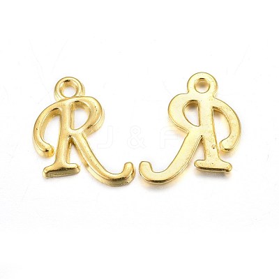 Golden Plated Alloy Letter Pendants PALLOY-J718-01G-R-1