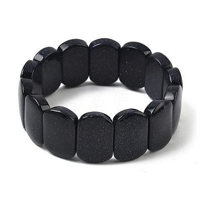Synthetic Blue Goldstone Beads Stretch Bracelets for Women Men BJEW-I323-02R-1