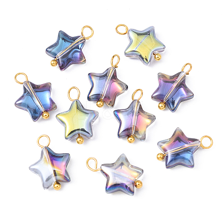10Pcs Glass Pendants PALLOY-YW00065-06-1