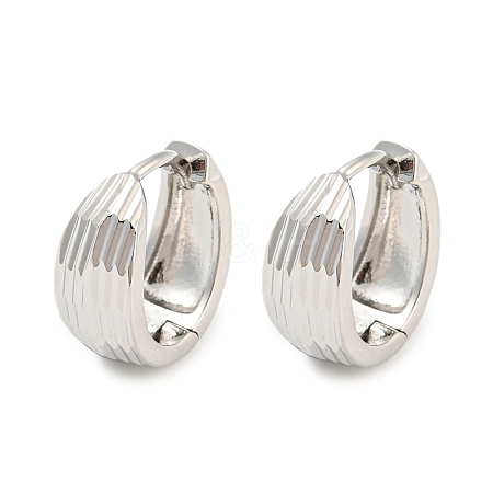 Brass Grooved Hoop Earrings EJEW-G363-16P-1