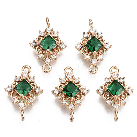 Brass Micro Pave Cubic Zirconia Links Connectors LS-X-KK-R111-014-A01-1