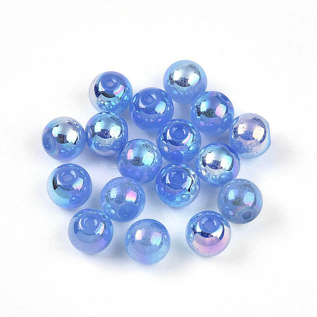 Electroplate Pearlized Glass Pearl Beads EGLA-T021-14B-06-1
