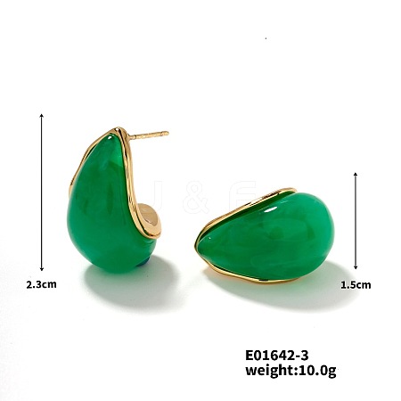 Cute Stainless Steel Vintage Teardrop Geometric Stud Earrings for Women WI0864-3-1