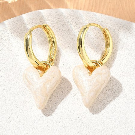 Brass Enamel Dangle Hoop Earrings for Women KK-CBA760A-06G-05-1