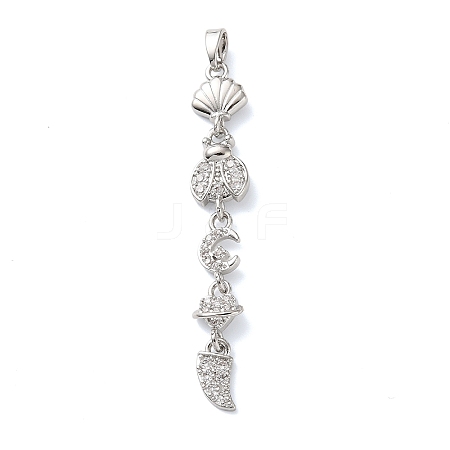 Brass Micro Pave Clear Cubic Zirconia Pendants LS-KK-D101-01A-P-1