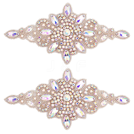 Flower Hotfix Rhinestone Appliques PATC-WH0008-83B-1