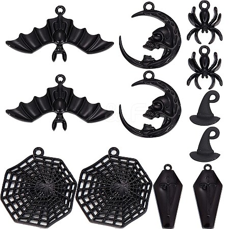 36Pcs 6 Style Halloween Theme Alloy Enamel Pendants FIND-SC0004-37-1