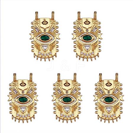 5Pcs Brass Micro Pave Cubic Zirconia Pendants ZIRC-SZ0004-47-1
