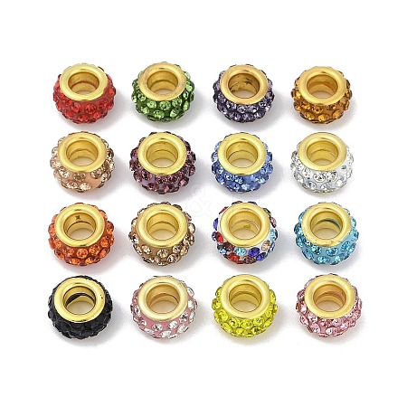 Alloy Rhinestone Clay Pave Beads ALRI-D300-04G-1