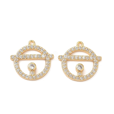 Brass Micro Pave Clear Cubic Zirconia Charms KK-B160-02G-1