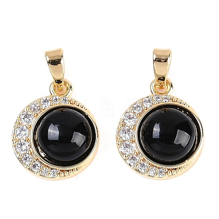 Brass Micro Pave Cubic Zirconia Pendants KK-U043-56G-1