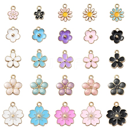 25Pcs 25 Styles Light Gold Plated Alloy Enamel Pendants ENAM-YW0004-33-1
