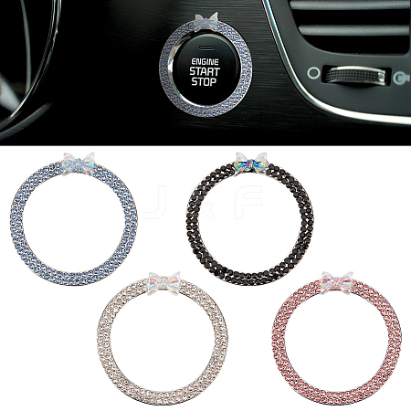 4Pcs 4 Colors Self Adhesive Alloy with Rhinestone Car Stickers AJEW-OC0013-45-1