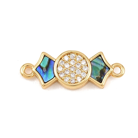 Natural Paua Shell Candy Link Connector Charms KK-Z140-02G-01-1