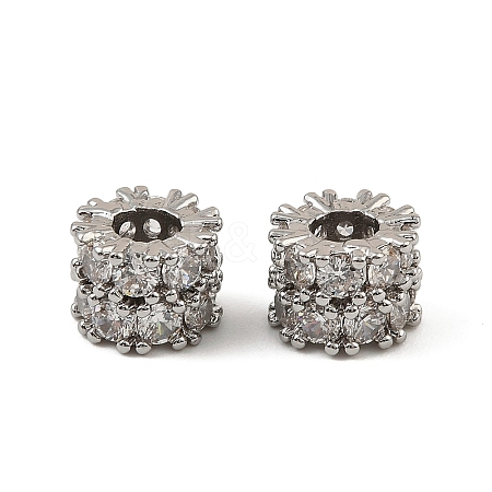 Brass Micro Pave Cubic Zirconia Beads KK-K374-20P-1
