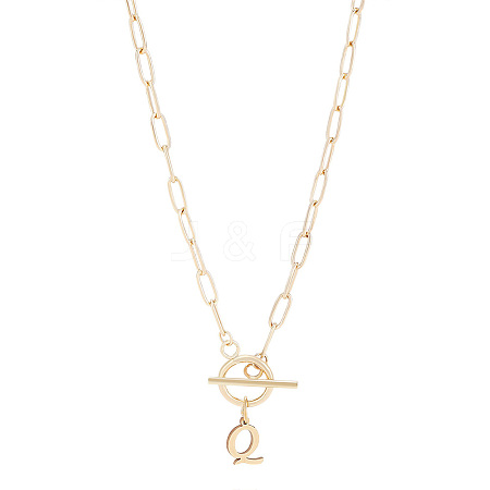 304 Stainless Steel Letter Pendant Necklaces NJEW-LP0001-52Q-G-1