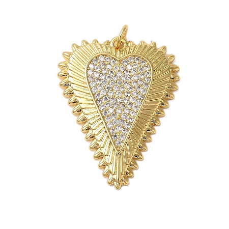 Rack Plating Brass Micro Pave Cubic Zirconia Pendants X-KK-P279-05B-G-1