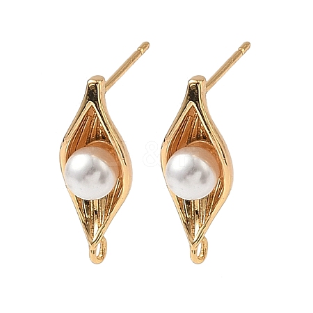 Brass Stud Earrings Findings KK-B160-06G-1