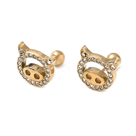 304 Stainless Steel Crystal Rhinestone Animal Cartilage Earrings SA-CBA1F7E-01G-05-1