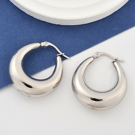 Non-Tarnish 304 Stainless Steel Chunky Hoop Earrings for Women X-EJEW-F280-06E-P-1