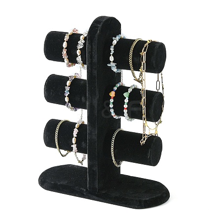 Wooden Velours T-Bar Bracelet/Bangle Display Stands BDIS-N018-01-1