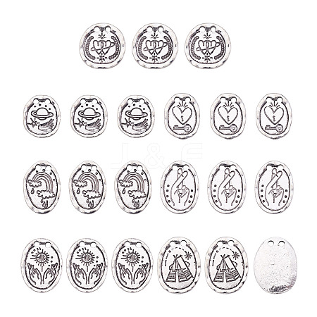 70Pcs 7 Style Tibetan Style Alloy Links Connectors TIBE-FW0001-02-1