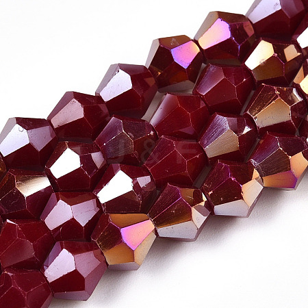 Opaque Solid Color Electroplate Glass Beads Strands EGLA-A039-P6mm-B22-1