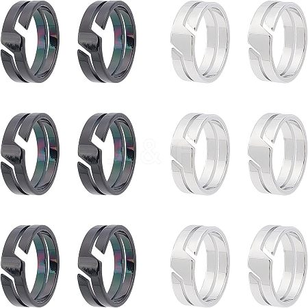 Unicraftale 12Pcs 2 Colors 304 Stainless Steel Finger Ring RJEW-UN0001-18-1