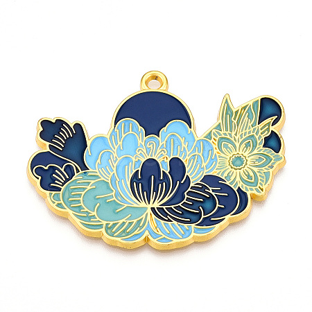 Rack Plating Alloy Enamel Big Pendants ENAM-N056-395F-G-1