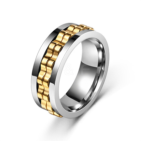 304 Stainless Steel Gear Rotatable Finger Rings FS-WGAD37A-18-1