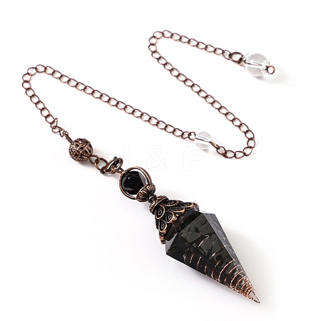 Natural Obsidian & Resin Hexagonal Pointed Dowsing Pendulums PW-WG7D05E-19-1