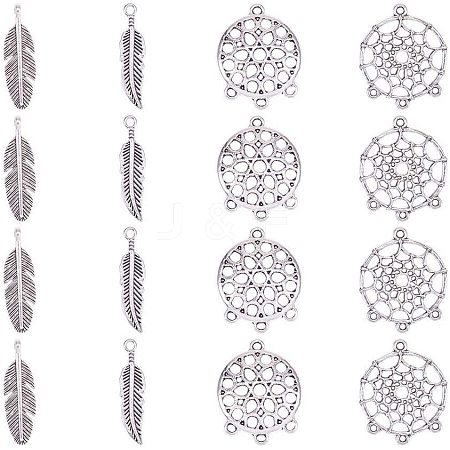 Tibetan Style Alloy Flat Round Chandelier Components Links TIBEP-PH0004-08-1