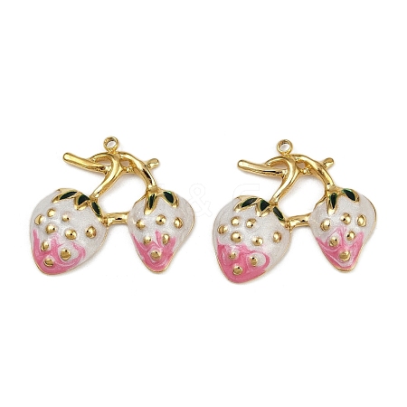 Strawberry 304 Stainless Steel Enamel Pendants STAS-L290-21D-G-1