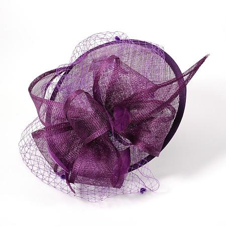 Elegant Dark Violet Fascinators UK for Weddings OHAR-S165-02-1