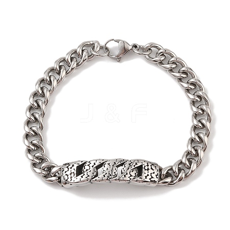 Ion Plating(IP) 304 Stainless Steel Twisted Chain Shaped Link Chain Bracelets for Men BJEW-B096-48C-AS-1