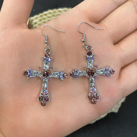 Cross Bohemian Style Alloy Crystal Rhinestone Dangle Earrings FS-WG32634-01-1