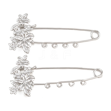 Flower 304 Stainless Steel Safety Pins Brooch Findings SA-CBA098D-14A-P04-1
