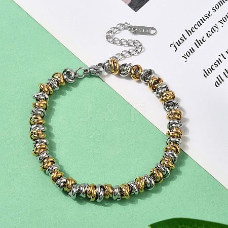 304 Stainless Steel Ring Link Chain Bracelets for Women BJEW-Z084-01GP-1