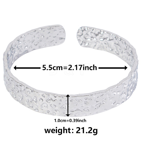 Vintage Hammered 304 Stainless Steel Cuff Bangles for Women KM3696-1-1