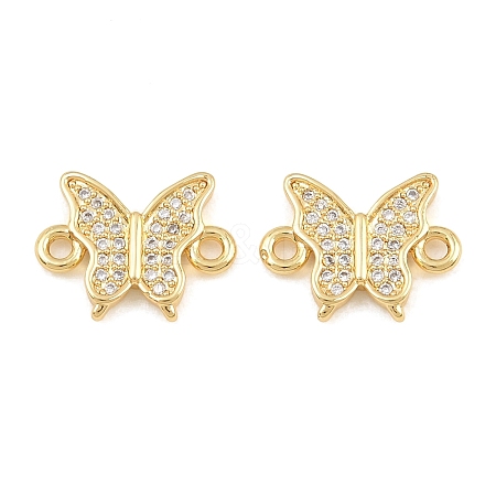 Brass Micro Pave Clear Cubic Zirconia Connector Charms CU-CBA908F-04G-03-1