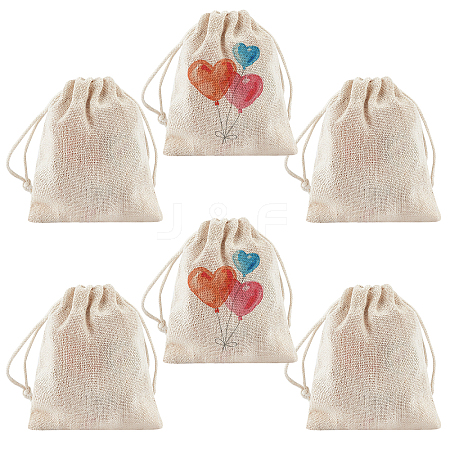 Flax Cloth Blank DIY Craft Drawstring ABAG-GF0001-06A-1