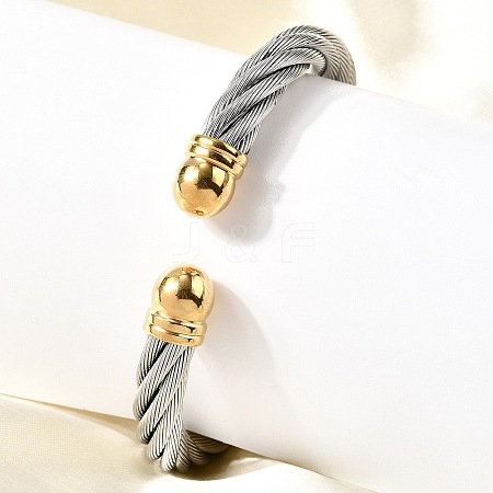 304 Stainless Steel Cuff Bangles BJEW-P310-26B-GP-1