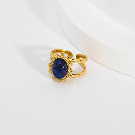 Oval Natural Lapis Lazuli Finger Rings QU8583-1