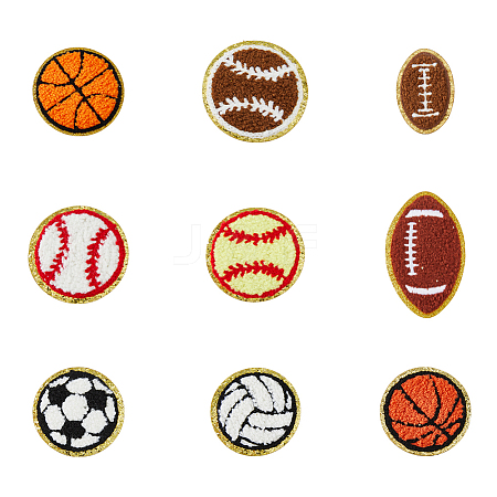 18Pcs 9 Styles Ball Polyester Embroidered Appliques PATC-FH0001-11-1