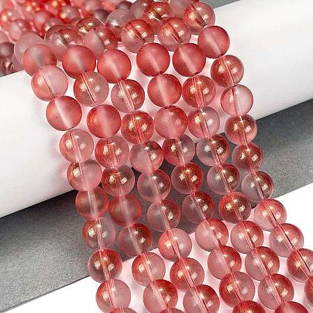 Frosted Transparent Glass Bead Strands GLAA-P065-10mm-06-1