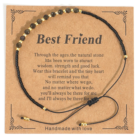 Elegant Natural Gemstone & Glass Seed Round Beads Braided Beaded Bracelets for Women HW1161-7-1