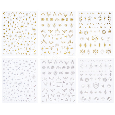 12Pcs 6 Styles Nail Art Stickers Decals FIND-SP0004-60-1