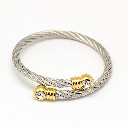 Trendy Women's 304 Stainless Steel Torque Bangles BJEW-N225-90G-1