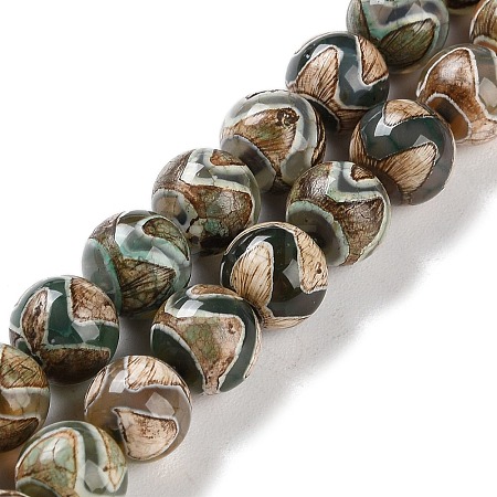 Natural Tibetan Wave Pattern dZi Agate Beads Strands G-B084-A01-02-1